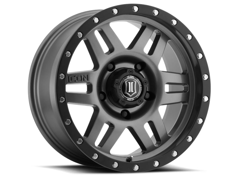 ICON 1417858347GM Six Speed 17x8.5 6x5.5 0mm Offset 4.75in BS 108mm Bore Gun Metal Wheel