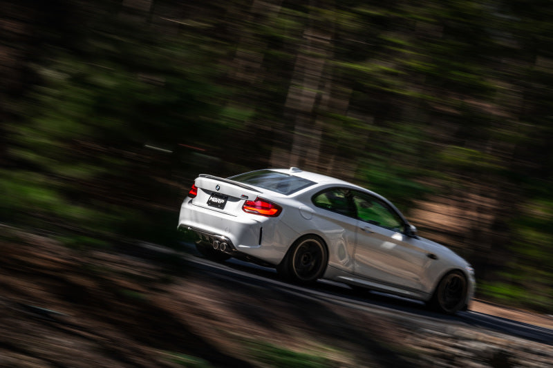 MBRP S45023CF 18-22 BMW M2 Competition 3.0L T304 SS 3in Resonator-Back Exhaust Quad Rear w/ Carbon Fiber Tips