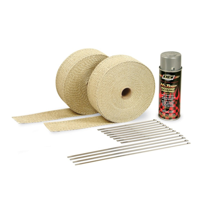 DEI 10112 Exhaust Wrap Kit - Tan Wrap & Aluminum HT Silicone Coating (Aerosol)