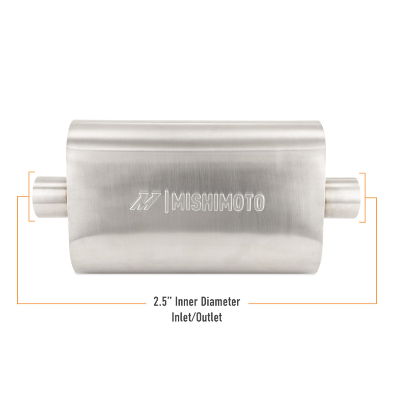 Mishimoto MMEXH-MF-25CCBR Universal Muffler with 2.5in Center Inlet/Outlet - Brushed