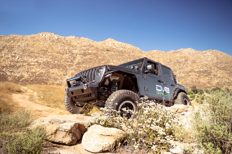 DV8 Offroad FBJL-06 07-23 Jeep Wrangler/Gladiator JT/JK/JL FS-25 Stubby Front Bumper w/Plated Bull Bar
