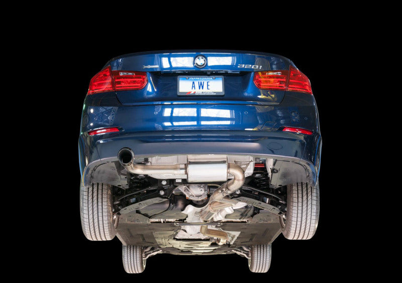 AWE Tuning 3015-23038 13-18 BMW 320i (F30) Touring Edition Exhaust w/ Performance Mid Pipe - Diamond Blk Tips