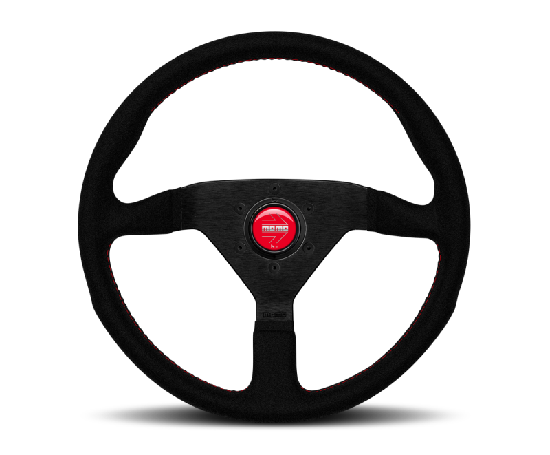MOMO MCL35AL3B Momo Montecarlo Alcantara Steering Wheel 350 mm - Black/Red Stitch/Black Spokes