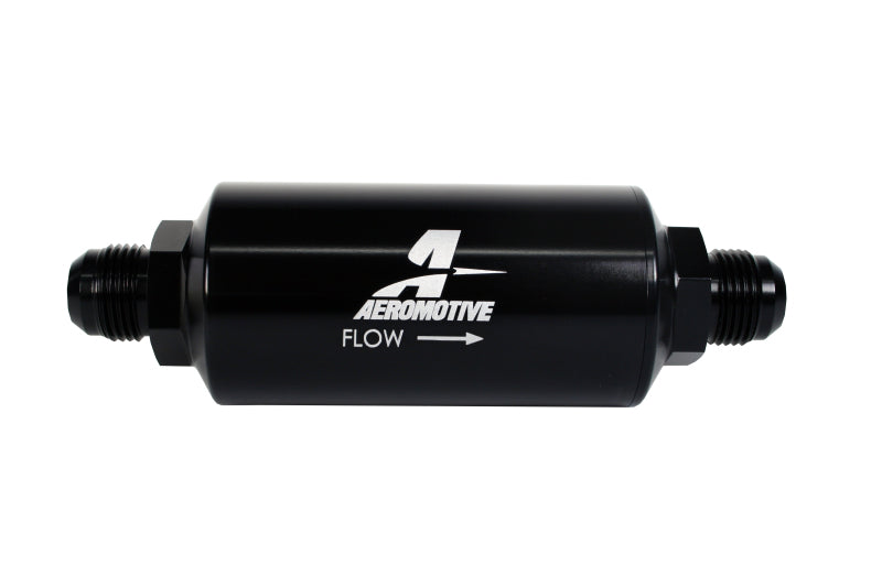 Aeromotive 12388 In-Line Filter - (AN -10 Male) 40 Micron Stainless Mesh Element Bright Dip Black Finish