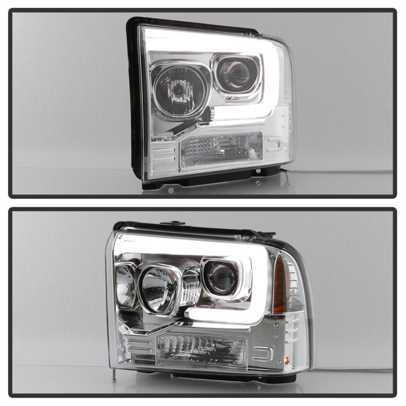 SPYDER 5084682 Spyder 05-07 Ford F250/350/450 SD Ver 2 Proj Headlights - Light Bar DRL - Black PRO-YD-FS05V2-LB-C