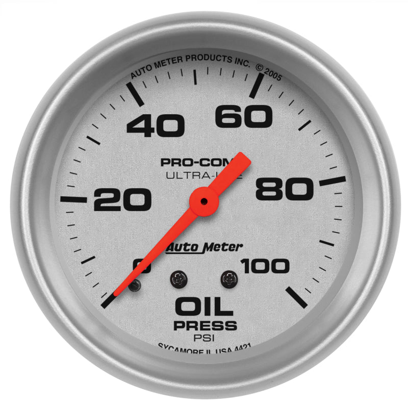 AutoMeter 4421 Autometer Ultra-Lite 66.7mm Mechanical 0-100 PSI Oil Pressure Gauge