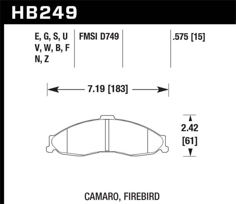 Hawk Performance HB249N.575 Hawk 98-02 Camaro/Firebird HP+ Street Front Brake Pads