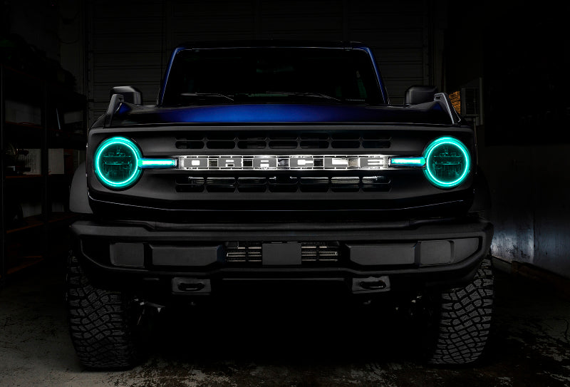 ORACLE Lighting 1471-330 Oracle 21-22 Ford Bronco Headlight Halo Kit w/DRL Bar - Base Headlights -w/RF Cntrl SEE WARRANTY