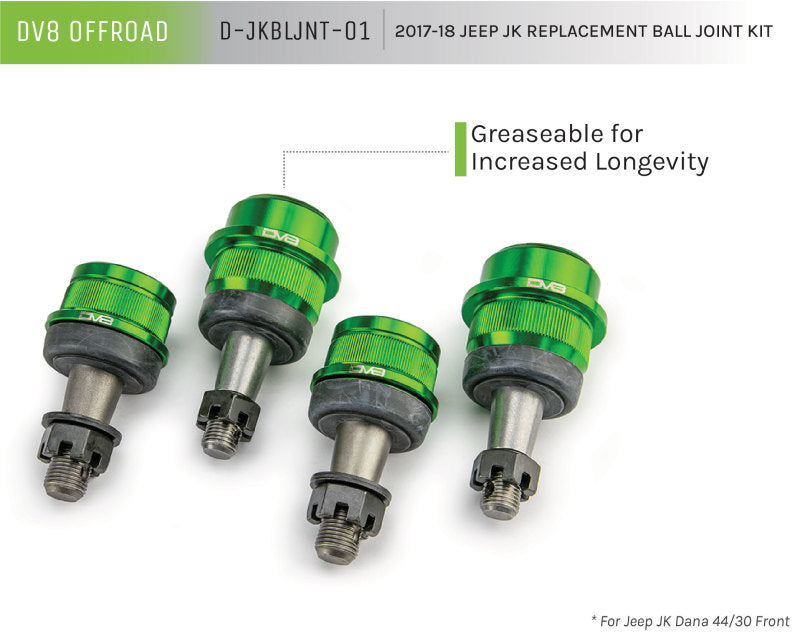 DV8 Offroad D-JKBLJNT-01 07-18 Jeep Wrangler JK Replacement Ball Joint Kit - Dana 30/44