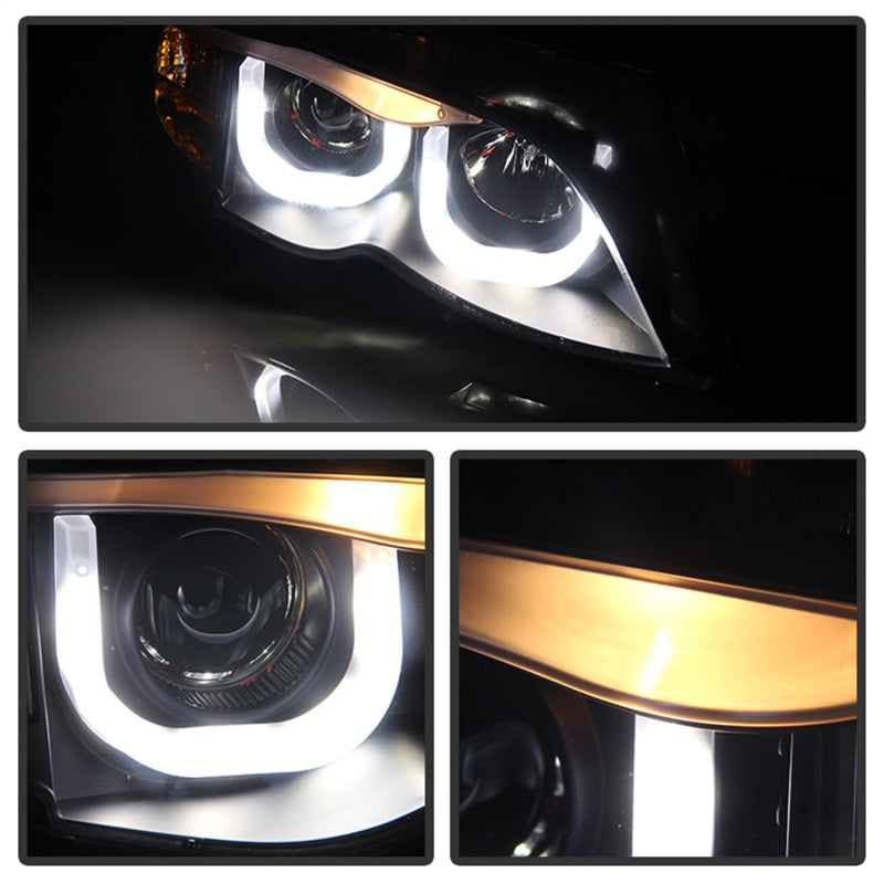 SPYDER 5031877 Spyder BMW E46 3-Series 02-05 4DR Projector Headlights 1PC 3D Halo Blk PRO-YD-BMWE4602-4D-3DDRL-BK