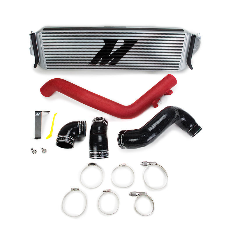 Mishimoto MMINT-CTR-17KSLWRD 2017+ Honda Civic Type R Intercooler Kit - Silver Intercooler Red Piping