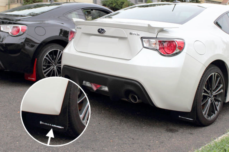 Rally Armor MF23-UR-BLK/WH 13-17 Subaru BRZ/Toyota FR-S Black UR Mud Flap w/White Logo