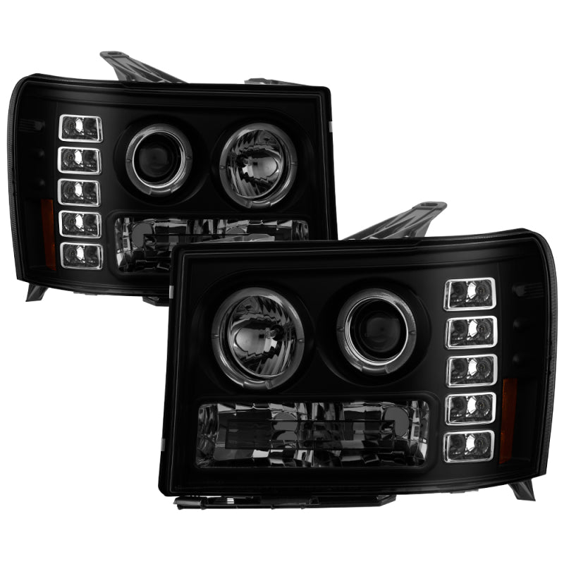 SPYDER 5078506 Spyder GMC Sierra 1500/2500 07-13 Projector Headlights LED Halo- LED Blk Smke PRO-YD-GS07-HL-BSM