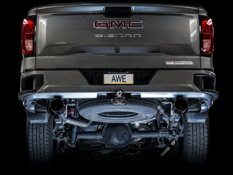 AWE Tuning 3015-33206 4th Gen GM 1500 5.3L 0FG Catback Split Rear Exit (Flat Bumper) - Dual Diamond Tips