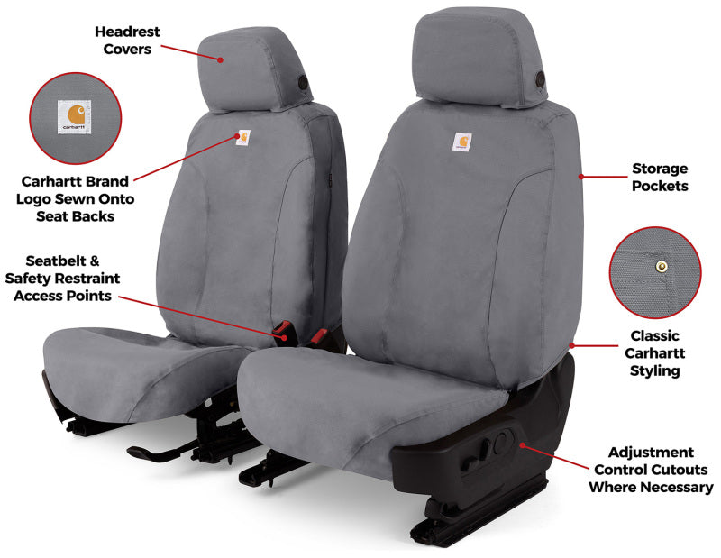 Covercraft SSC2517CAGY 17-19 Chevrolet Silverado Carhartt SeatSaver Custom Front Row Seat Covers - Gravel