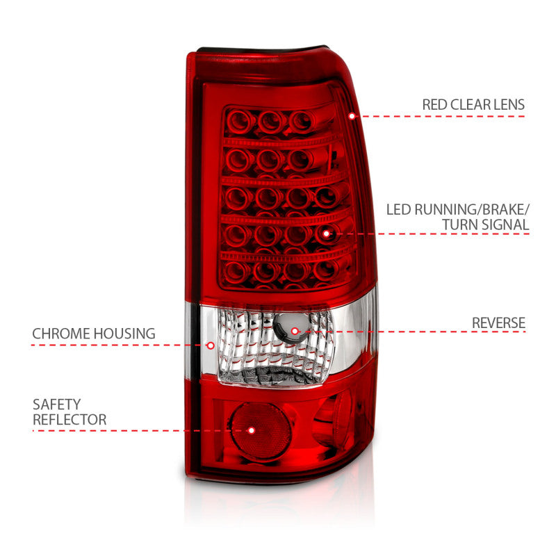 ANZO 311010 1999-2007 Chevrolet Silverado 1500 LED Taillights Red/Clear