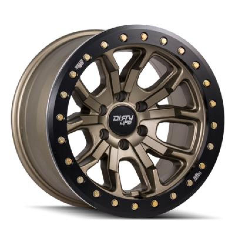 Dirty Life 9303-7973MGD12 9303 DT-1 17x9 / 5x127 BP / -12mm Offset / 78.1mm Hub Satin Gold Wheel - Sim. Beadlock