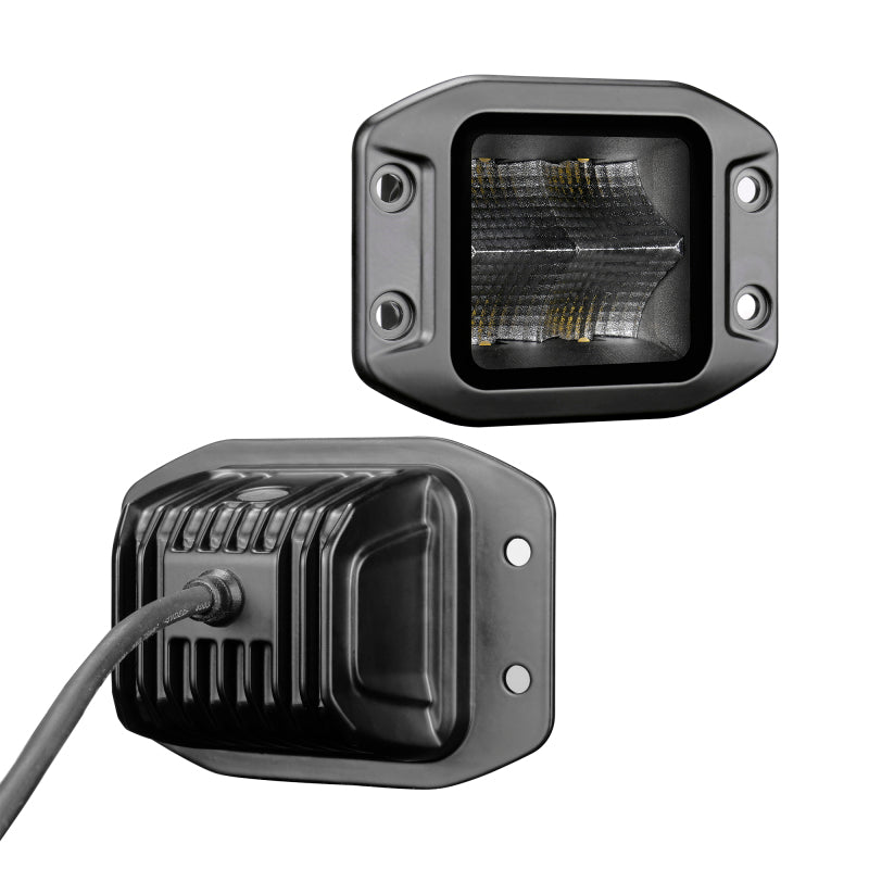 Go Rhino 750400321FCF Xplor Blackout Series Cube LED Flood Light Kit (Flush Mount) 3x3 - Blk (Pair)