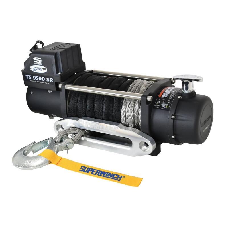 Superwinch 1595201 9500 LBS 12V DC 3/8in x 80ft Synthetic Rope Tiger Shark 9500 Winch