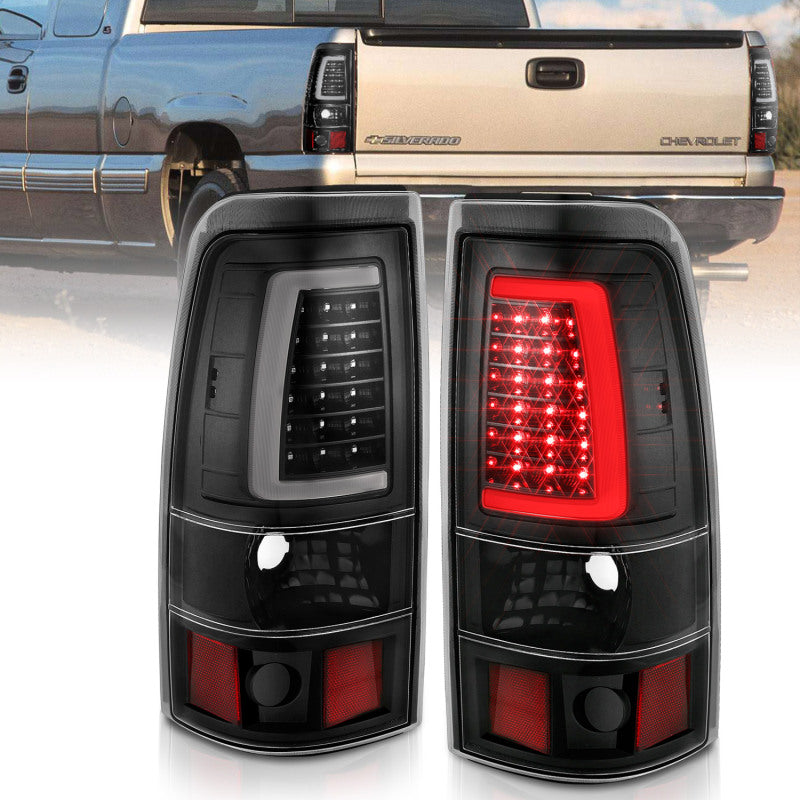 ANZO 311333 2003-2006 Chevy Silverado 1500 LED Taillights Plank Style Black w/Clear Lens