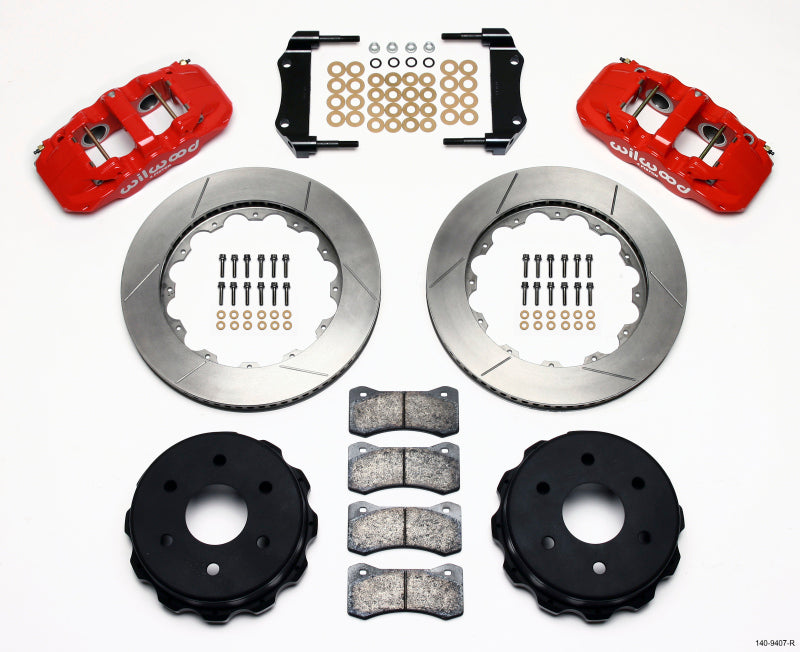 Wilwood 140-9407-R AERO4 RearTruck Kit 14.25in Red 1999-2010 GM 1500-SUV 1 Piston OE Caliper