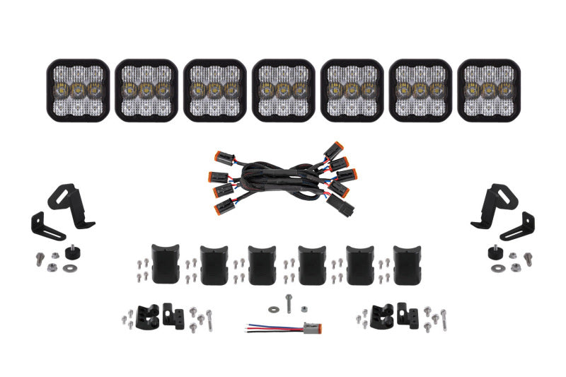 Diode Dynamics DD7246 SS5 Pro Universal CrossLink 7-Pod Lightbar - White Combo
