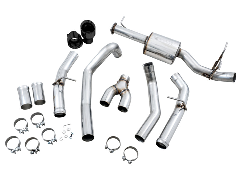 AWE Tuning 3015-33006 19-21 RAM 1500 5.7L (w/Cutouts) 0FG Dual Rear Exit Cat-Back Exhaust - Diamond Black Tips