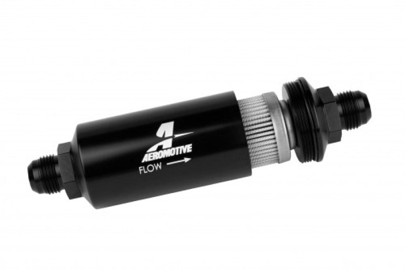 Aeromotive 12388 In-Line Filter - (AN -10 Male) 40 Micron Stainless Mesh Element Bright Dip Black Finish