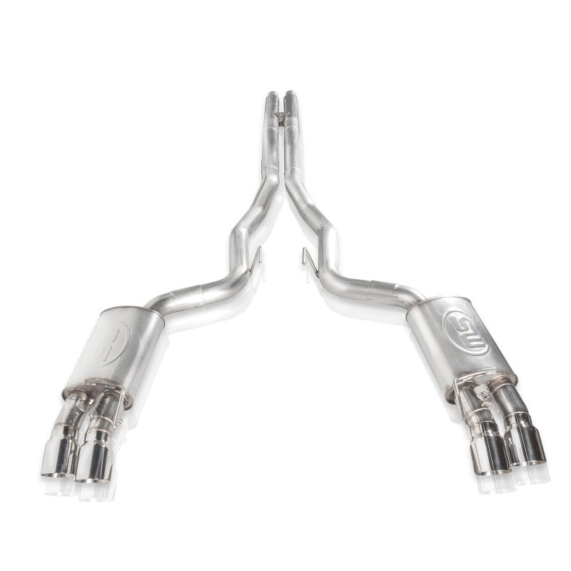 Stainless Works M18CBHFCV 2018+ Ford Mustang GT 3in Redline Series Catback H-Pipe w/Active Valves & Quad Tips