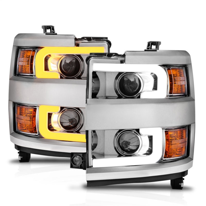 ANZO 111366 Projector Headlights 15-17 Chevrolet Silverado 2500HD / 3500HD Chrome w/ Chrome Rim