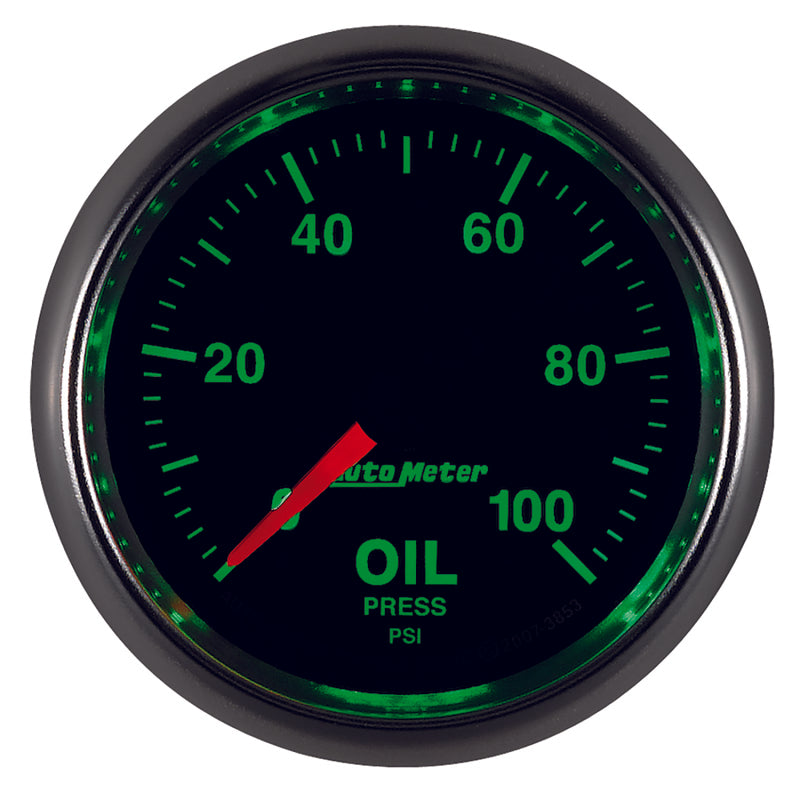 AutoMeter 3853 Autometer GS Series 2-1/16in Oil Pressure Gauge 100PSI Electric Full Sweep