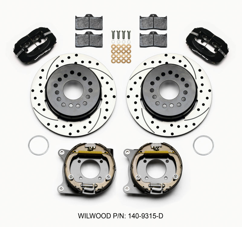Wilwood 140-9315-D Forged Dynalite P/S Park Brake Kit Drilled 12 Bolt 2.75in offset Staggered Shock