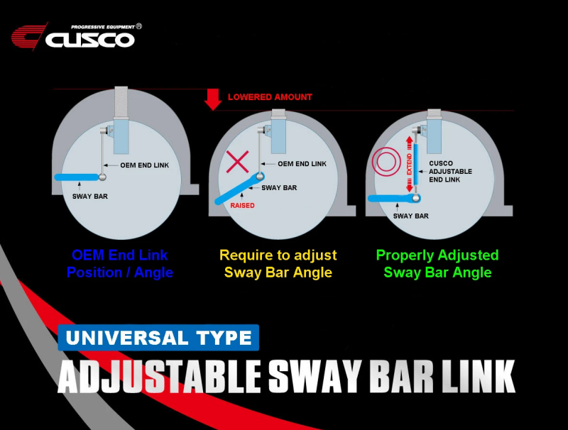 Cusco 00B 318 A34 Universal Adjustable Front Sway Bar End Link Set(345mm-375mm)