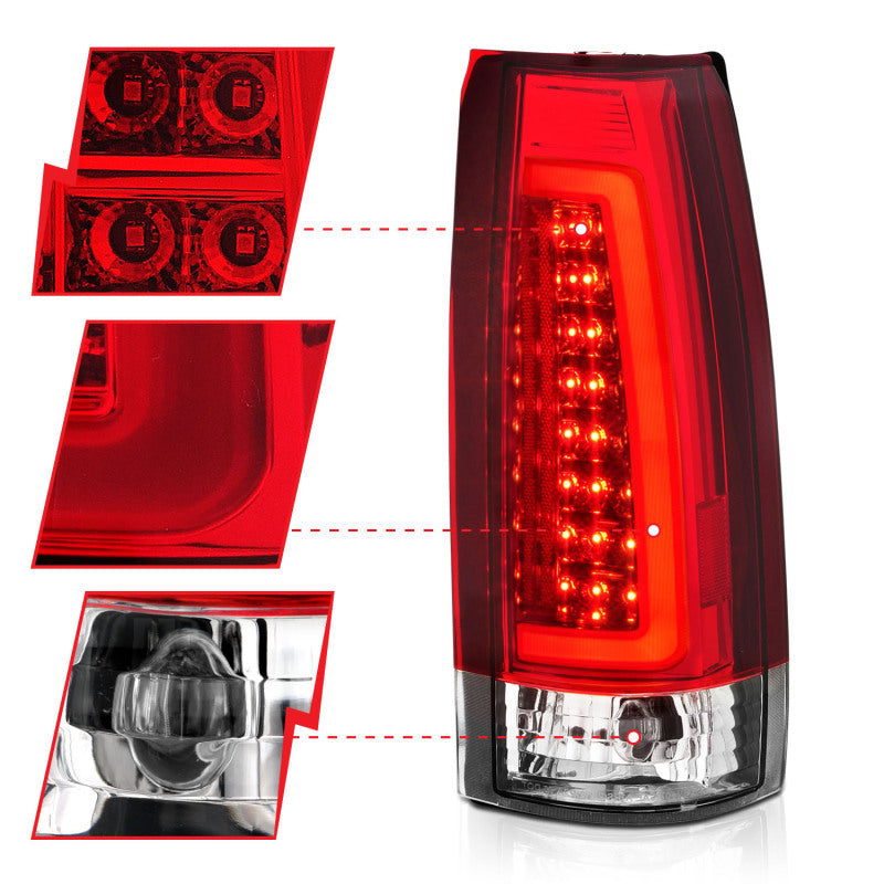ANZO 311346 1999-2000 Cadillac Escalade LED Taillights Chrome Housing Red/Clear Lens Pair