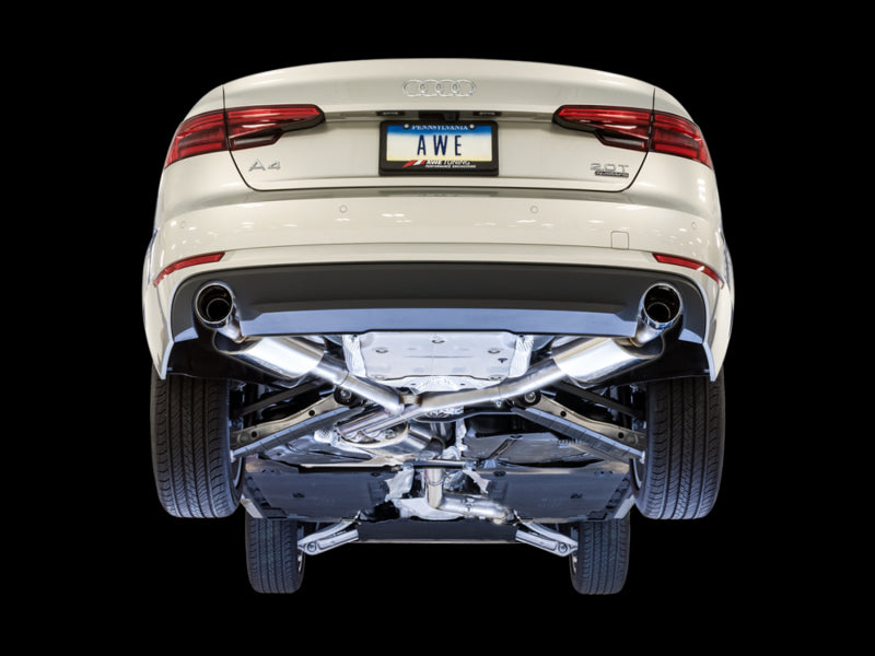 AWE Tuning 3015-32078 Audi B9 A4 Touring Edition Exhaust Dual Outlet - Chrome Silver Tips (Includes DP)
