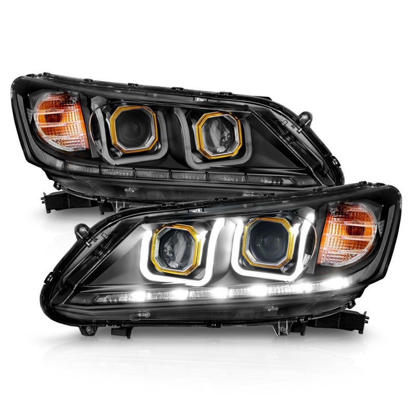 ANZO 121492 2013-2015 Honda Accord (4dr ONLY) Projector Headlights w/ U-Bar Black