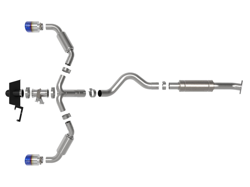 aFe 49-36067-L 23-24 Toyota GR Corolla L3 1.6L (t) Gemini XV 3in to 2-1/2in Cat Back Exhaust w/ Blue Flame Tips