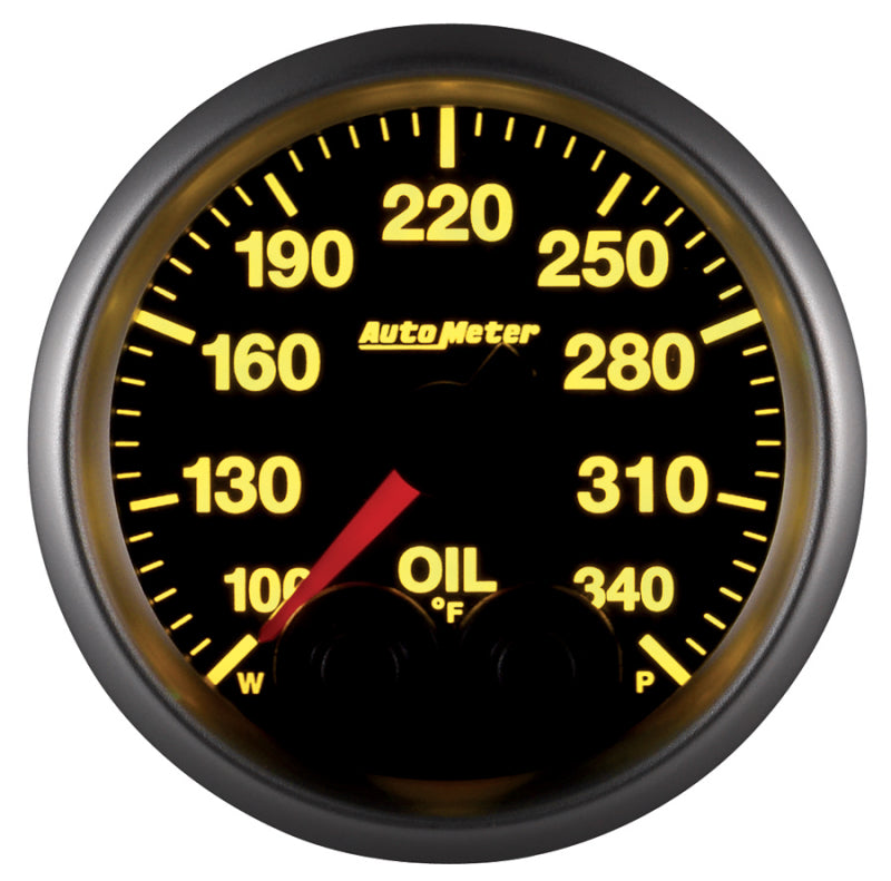 AutoMeter 5640 Autometer Elite 52mm 100-340 Deg F Oil Temp Peak & Warn w/ Electronic Control Gauge