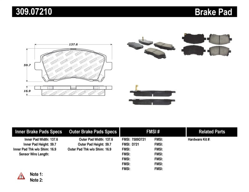 Stoptech 309.07210 StopTech Performance 02-03 WRX Front Brake Pads