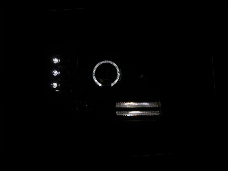 ANZO 111184 1992-1996 Ford F-150 Projector Headlights w/ Halo Black w/ Side Markers and Parking Lights