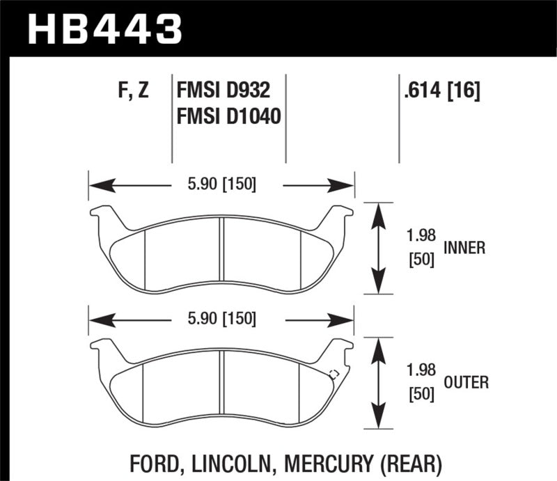 Hawk Performance HB443F.614 Hawk HPS Street Brake Pads