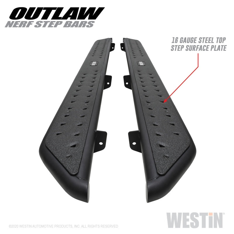Westin 58-54165 2020 Jeep Gladiator Outlaw Nerf Step Bars - Textured Black