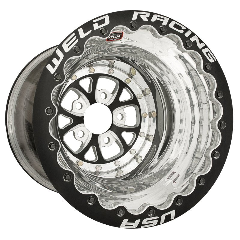 Weld Racing WEL84B-616278UB V-Series Drag Wheel Blk 16x16 5x4.75 4.0BS Dbl