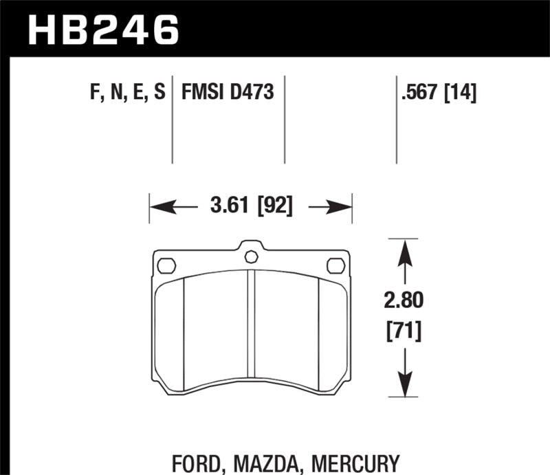 Hawk Performance HB246F.567 Hawk 91-02 Ford Escort / 92-94 Mazda MX-3 / 90-95 Protege HPS Street Front Brake Pads