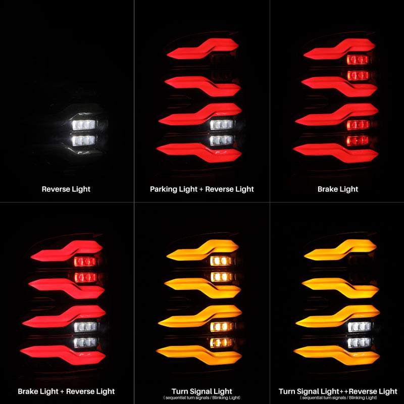 AlphaRex 640004 09-18 Dodge RAM Luxx-Series LED Tail Lights Black w/ Activation Light & Sequential Signal