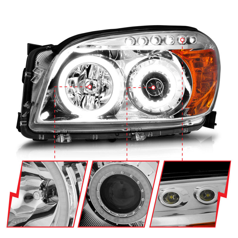 ANZO 111121 2006-2008 Toyota Rav4 Projector Headlights w/ Halo Chrome (CCFL)