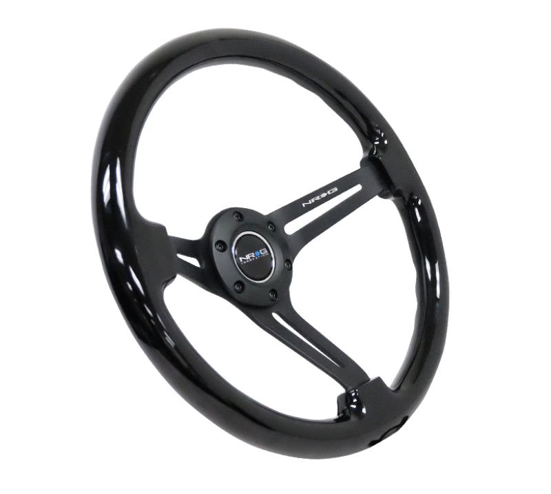 NRG RST-018BK-BK Reinforced Steering Wheel (350mm / 3in. Deep) Blk Wood w/Blk Matte Spoke/Black Center Mark