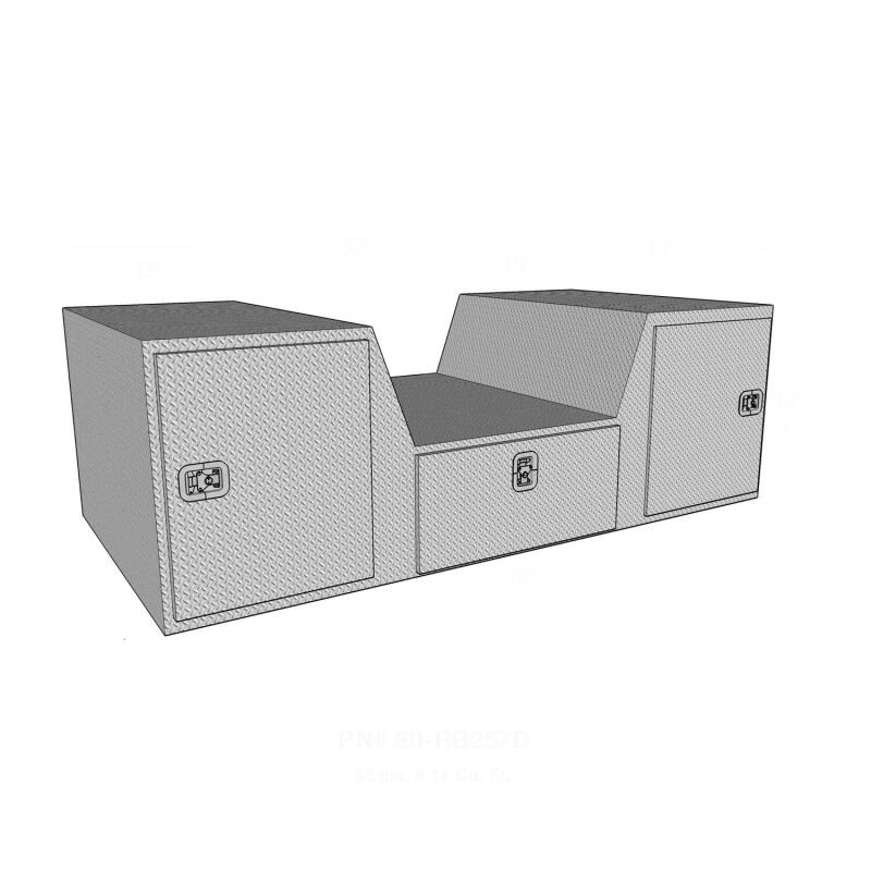 Westin 80-RB257D /Brute V Shape Goose Neck 5th Wheel 57in Tailgate Box 1 Drawer/2 Swing Doors - Aluminum