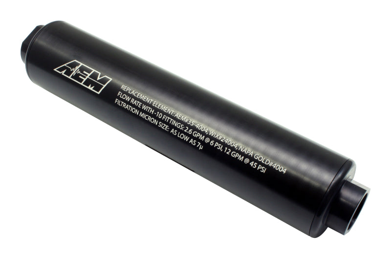 AEM 25-201BK Universal High Flow -10 AN Inline Black Fuel Filter