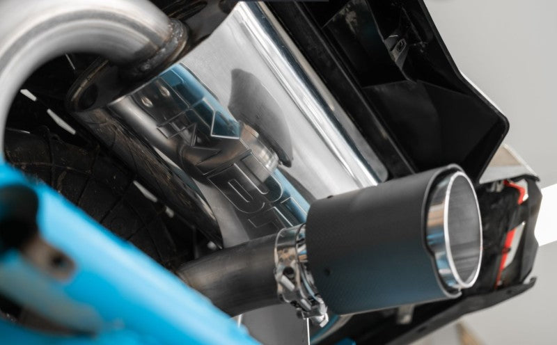 MBRP AT-9208FS 17-21 Can-Am Maverick Turbo/Turbo R 2.5in Perf Series Chamber Oval Turbo Back Exhaust C/F Tip